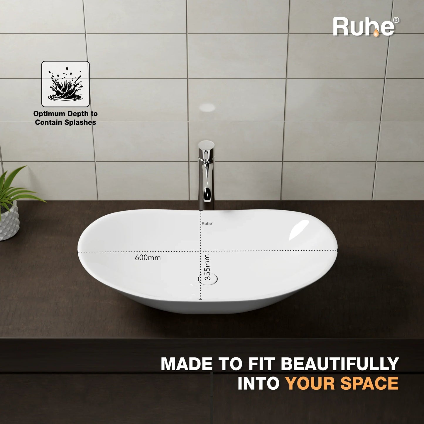 Flame Table Top Wash Basin (depth)
