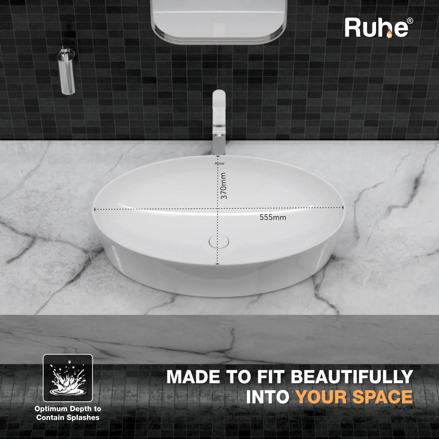 Dusk Table Top Wash Basin (depth)