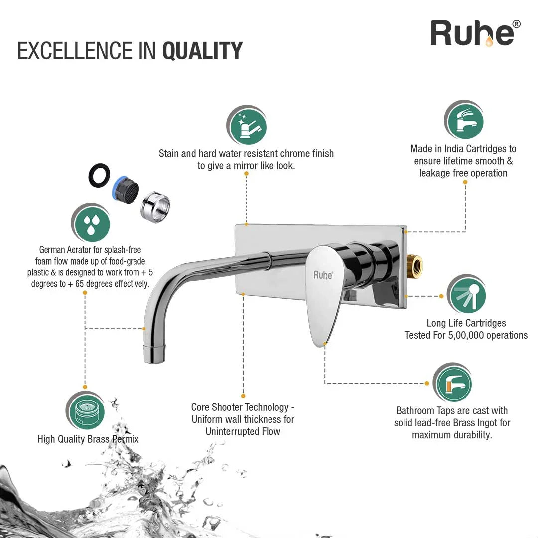 Eclipse Single Lever Wall-mount Wash Basin Mixer Tap (Complete Set) - by Ruhe