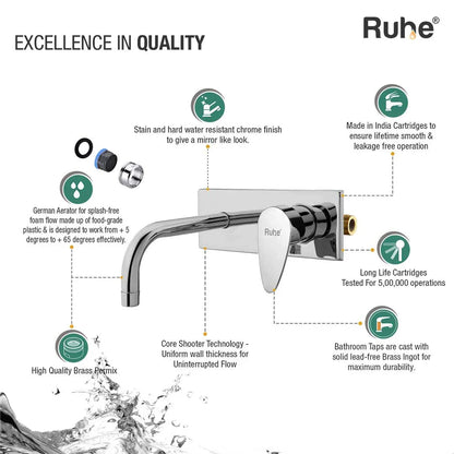 Eclipse Single Lever Wall-mount Wash Basin Mixer Tap (Complete Set) - by Ruhe