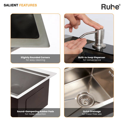 Piano Silver Smart Kitchen Sink (30 x 18 x 9 Inches) Features