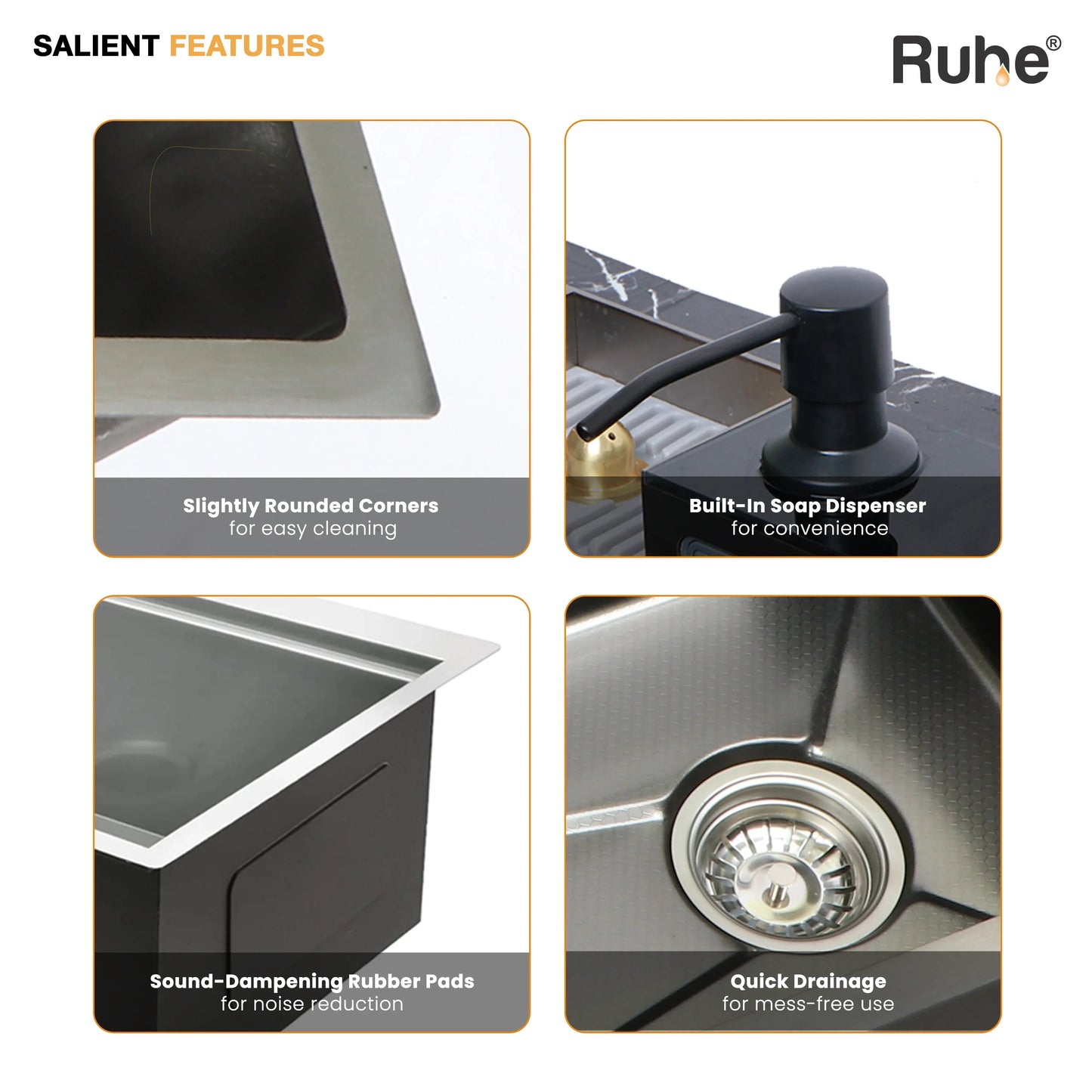 Piano Smart Kitchen Sink (30 x 18 x 9 Inches) Salient Features