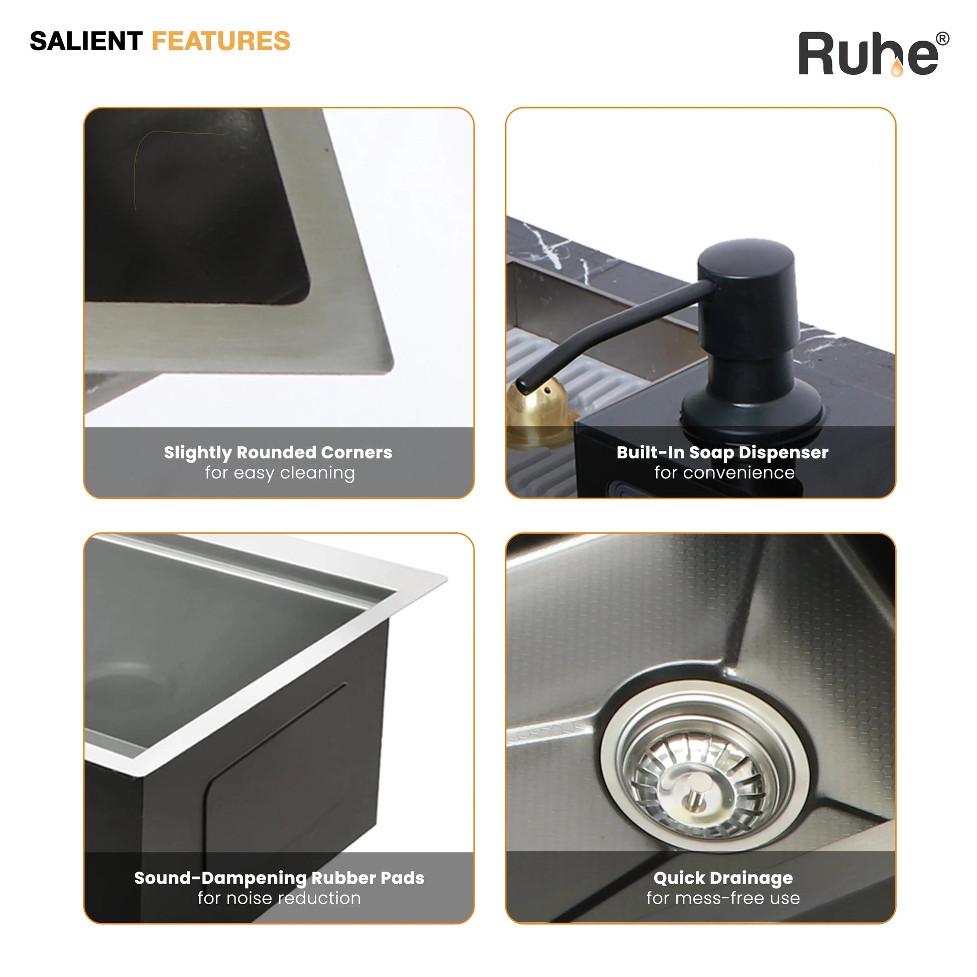 Piano Smart Kitchen Sink (30 x 18 x 9 Inches) Salient Features