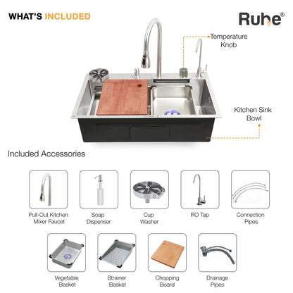 Nano Silver Smart Kitchen Sink (30 x 18 x 9 Inches) What's Included