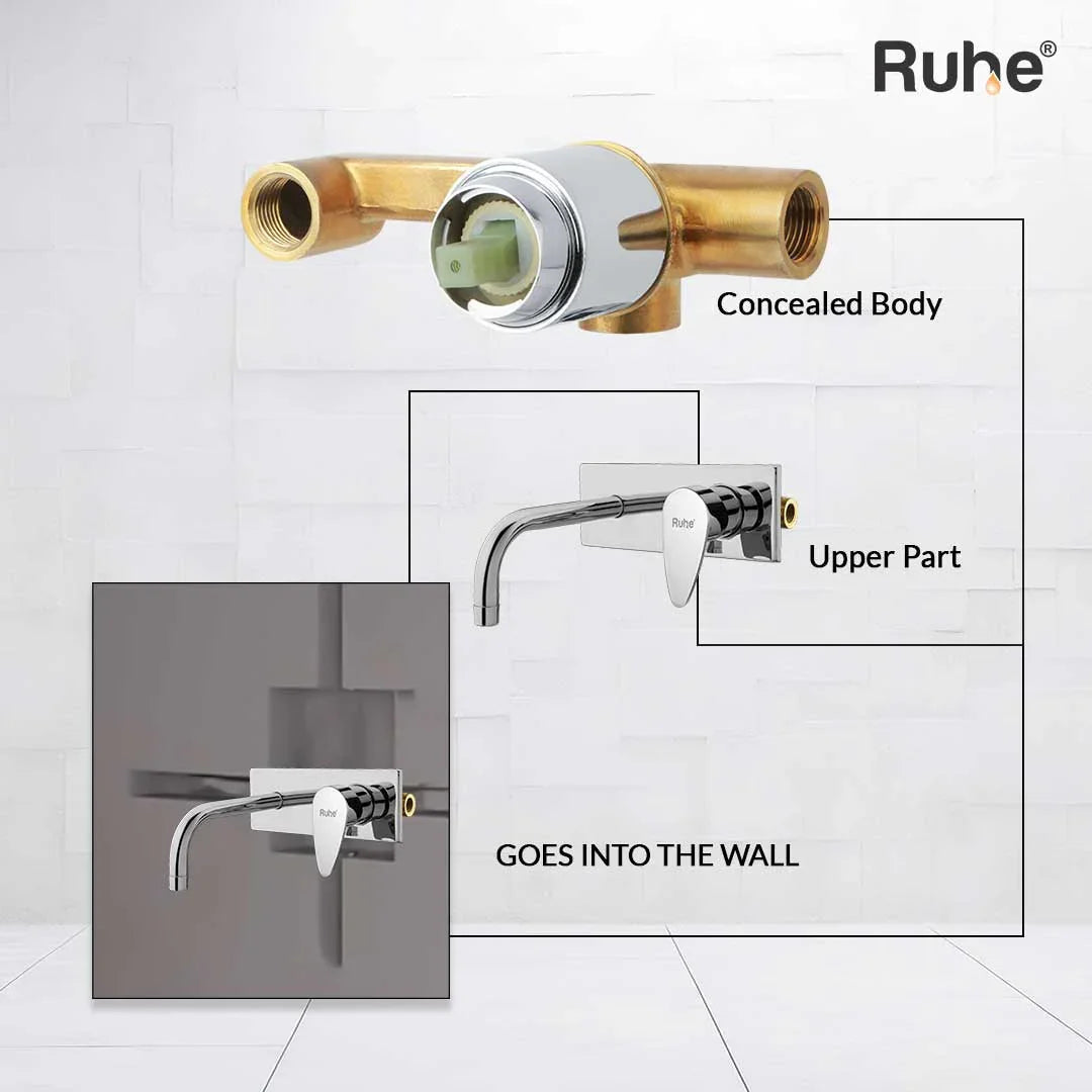 Eclipse Single Lever Wall-mount Wash Basin Mixer Tap (Complete Set) - by Ruhe