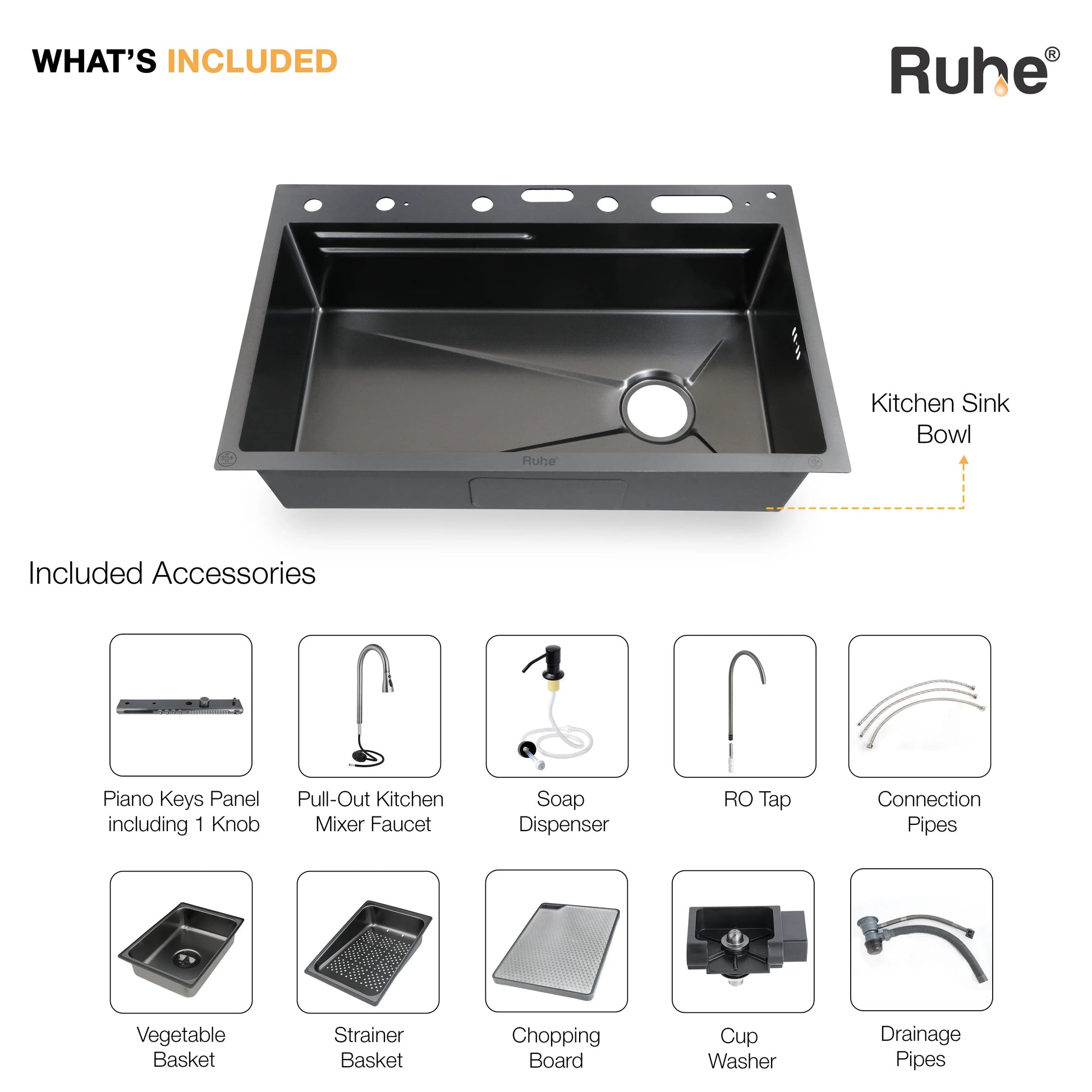 Opera Smart Kitchen Sink (30 x 18 x 9 Inches) Pressure Pump Recommended