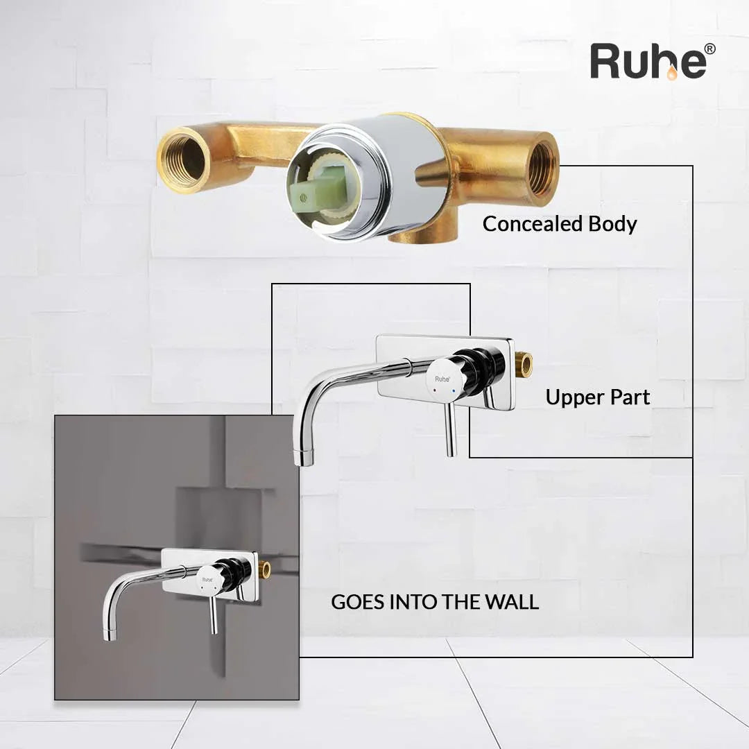 Kara Single Lever Wall-mount Wash Basin Mixer Tap (Complete Set) - by Ruhe