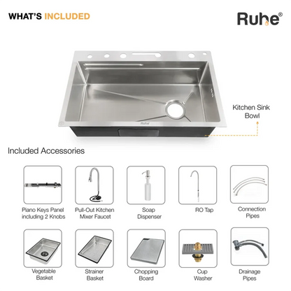 Piano Smart Kitchen Sink (30 x 18 x 9 Inches)