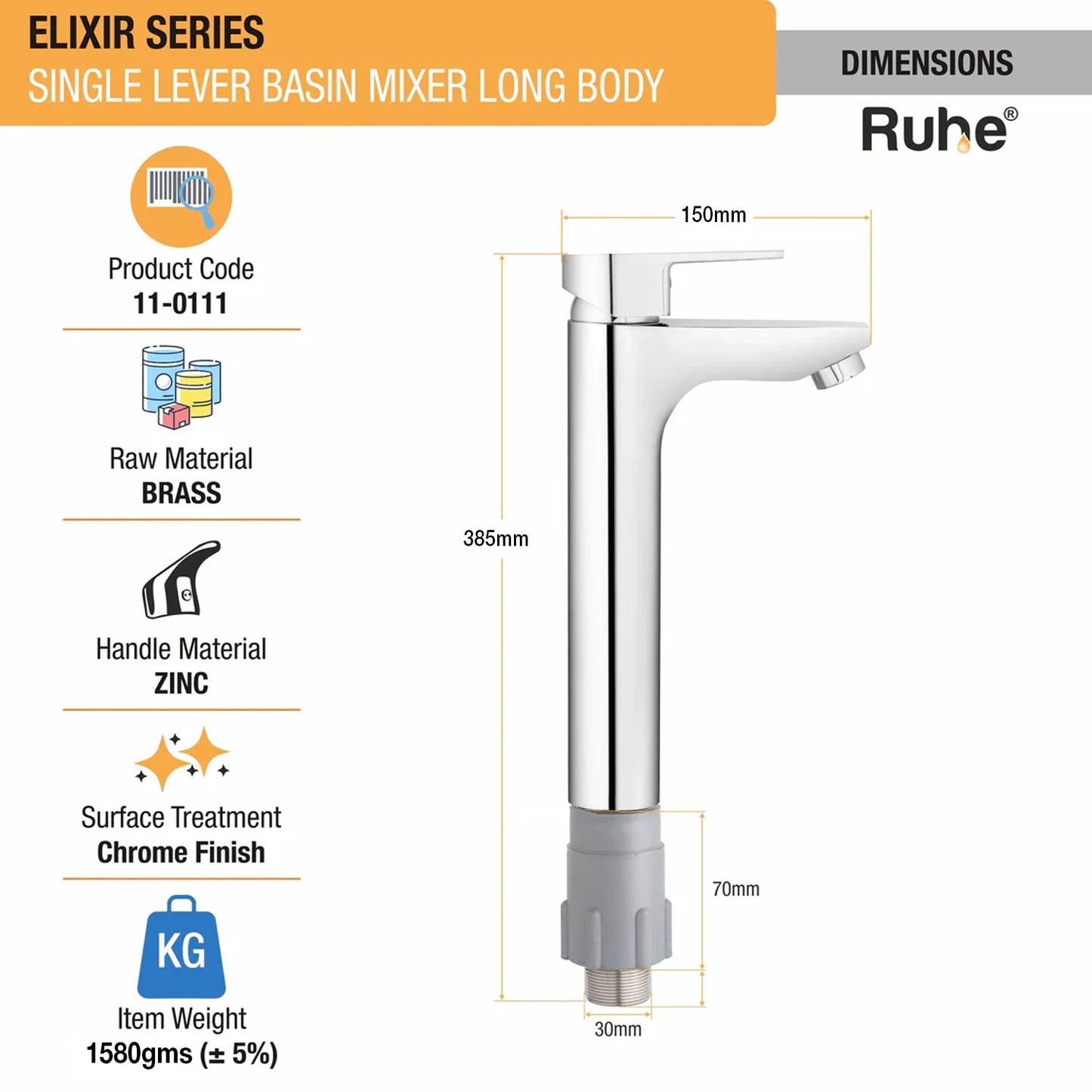 Elixir Single Lever Deck-mount Tall Body Wash Basin Mixer Tap