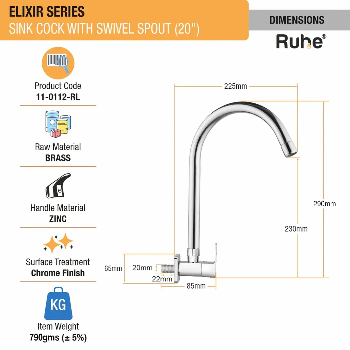 Wall-mount Kitchen Sink Tap with Swivel Spout