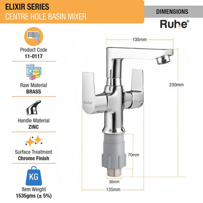 Elixir Deck Mount Wash Basin Mixer Tap with Swivel Spout