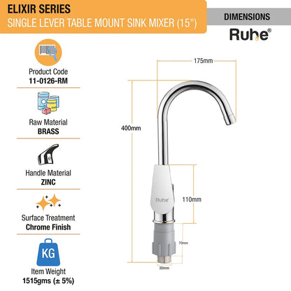 Elixir Single Lever Deck-mount Kitchen Sink Mixer Tap with Swivel Spout