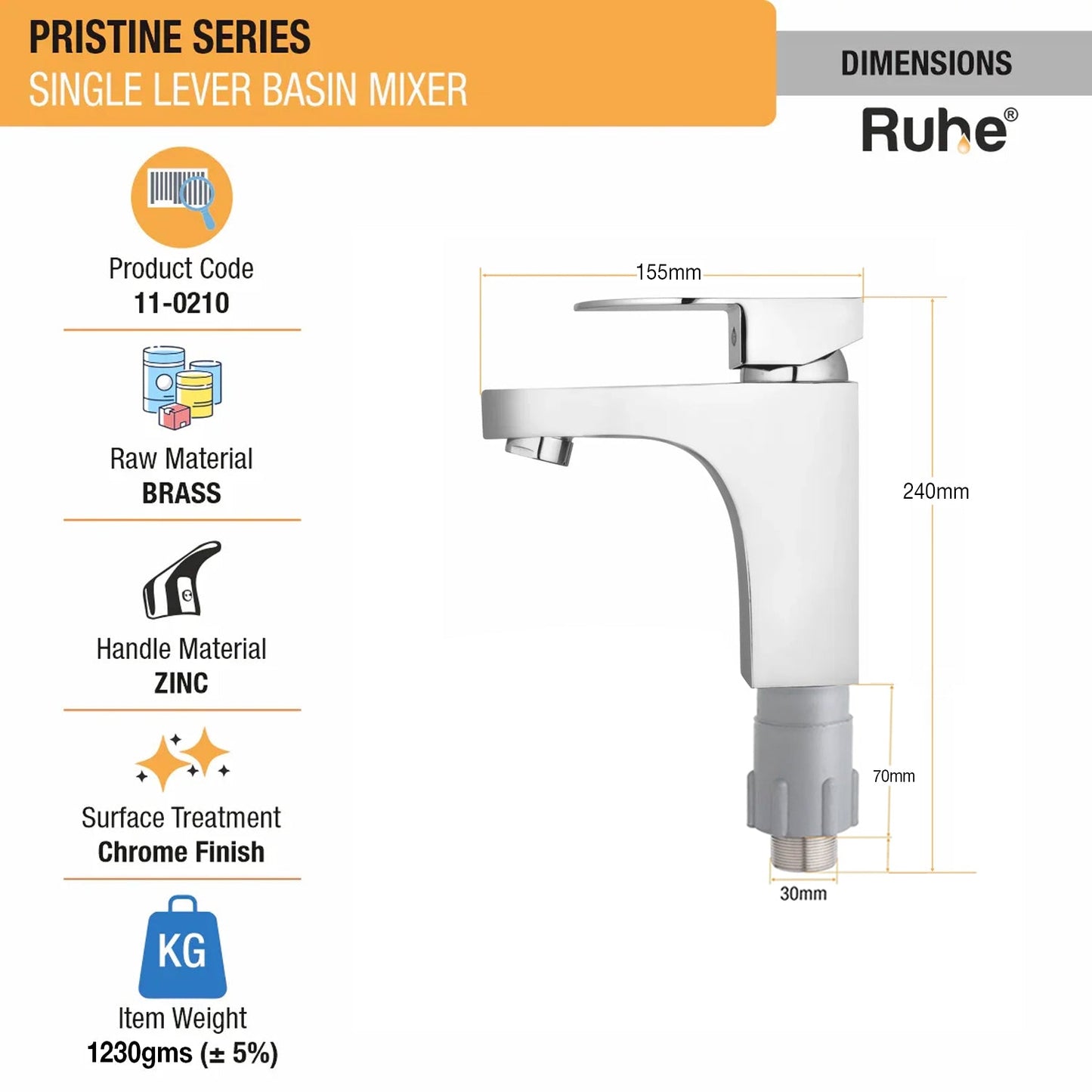 Pristine Single Lever Deck-mount Wash Basin Mixer Tap