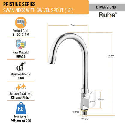 Pristine Deck Mount Wash Basin Tap with Swivel Spout