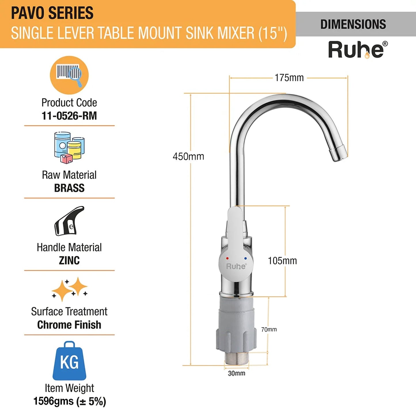 Pavo Single Lever Deck-mount Kitchen Sink Mixer Tap with Swivel Spout