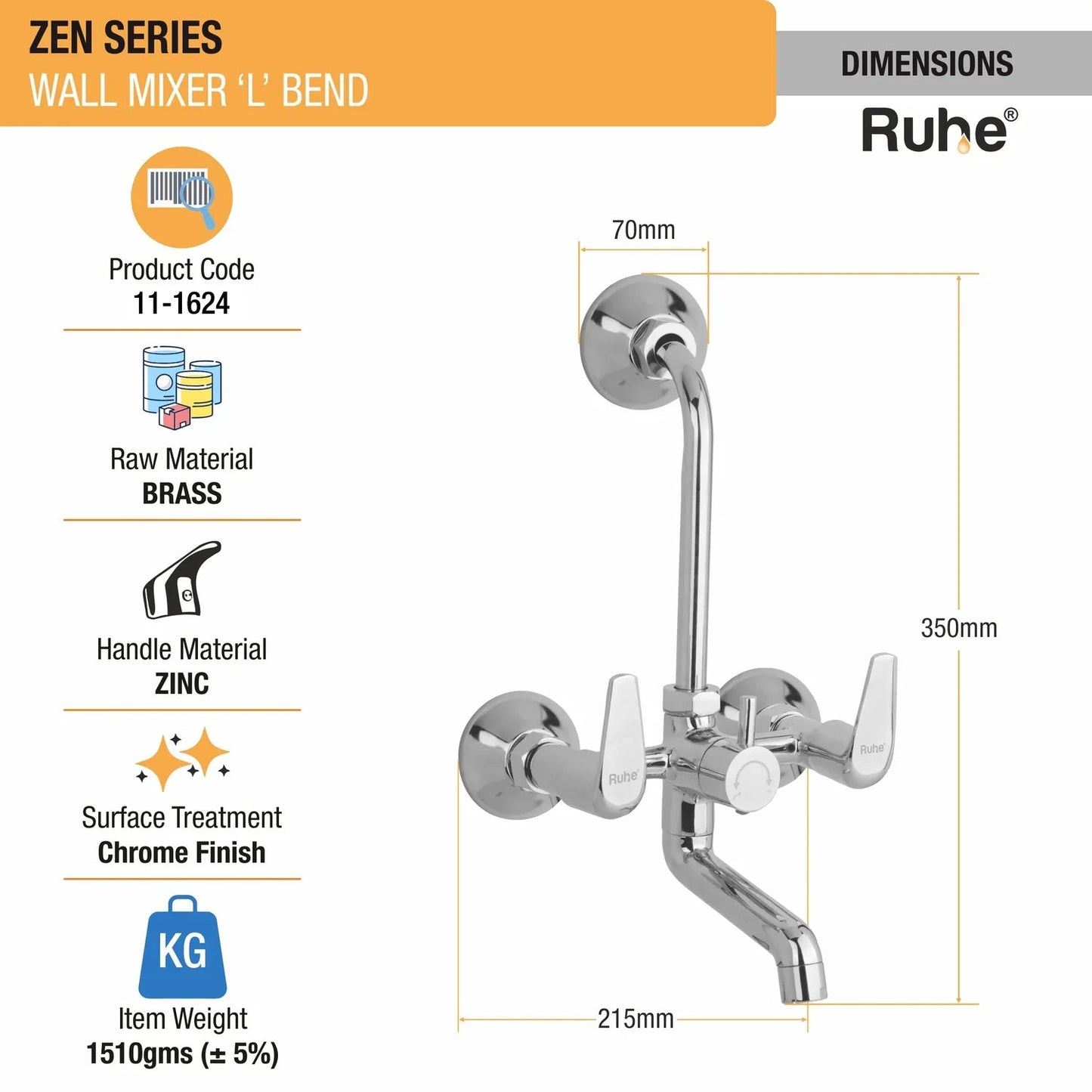 Zen Wall Mixer Tap with L Bend