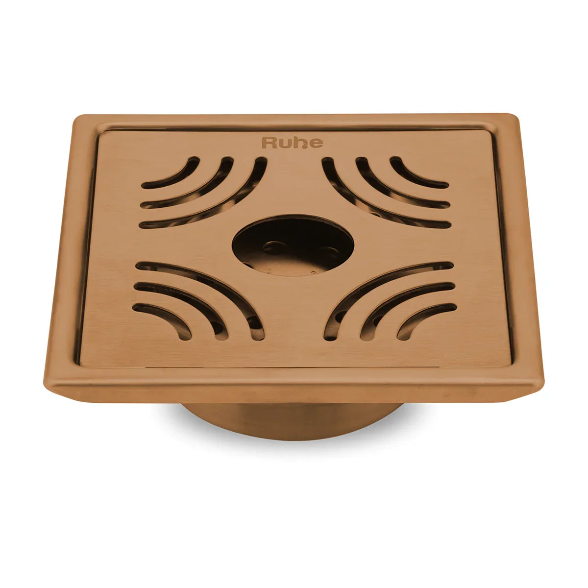 Emerald Square Flat Cut Floor Drain in Antique Copper PVD Coating (5 x 5 Inches) with Hole - by Ruhe