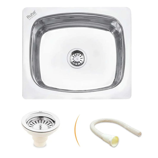 Oval Single Bowl Kitchen Sink (21 x 18 x 8 Inches)