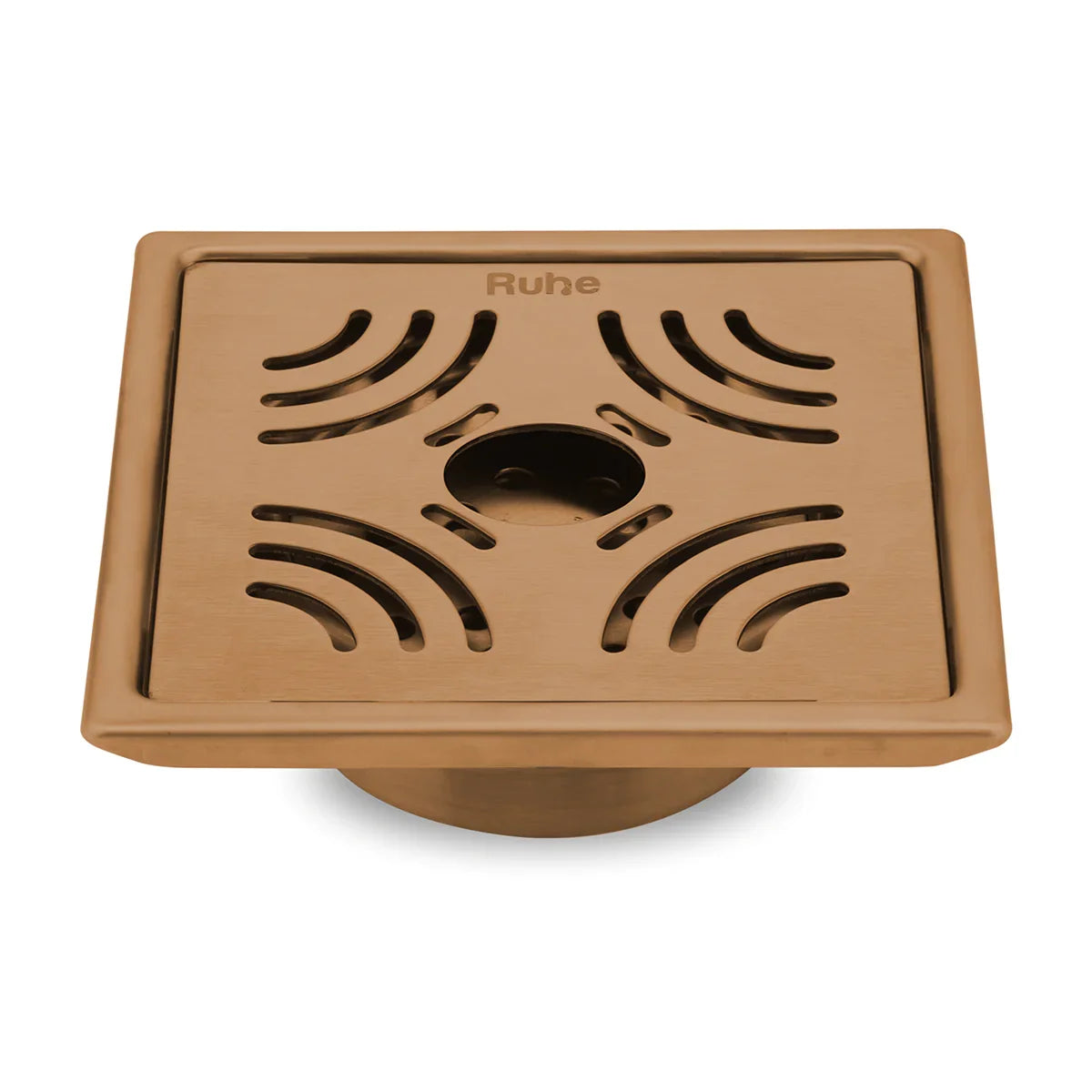 Emerald Square Flat Cut Floor Drain in Antique Copper PVD Coating (6 x 6 Inches) with Hole - by Ruhe