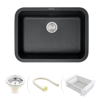 Quartz Single Bowl Round Kitchen Sink (24 x 18 x 9 Inches)