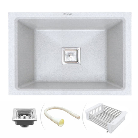 Sand Pluto Quartz Single Bowl Kitchen Sink (24 x 18 x 9 Inches)