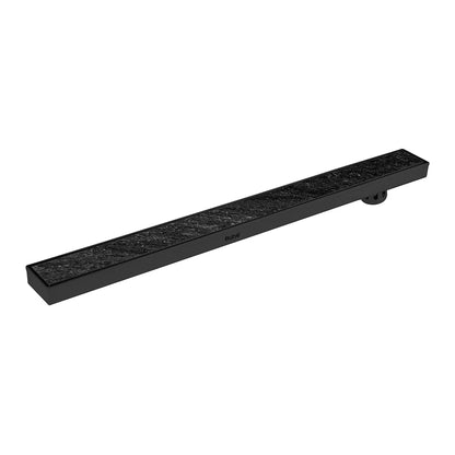 Marble-Insert Shower Drain Channel Black (3 Inches)