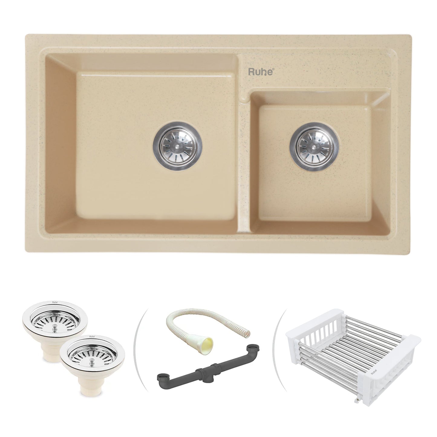 Quartz Double Bowl Kitchen Sink (31 x 18 x 9 Inches)