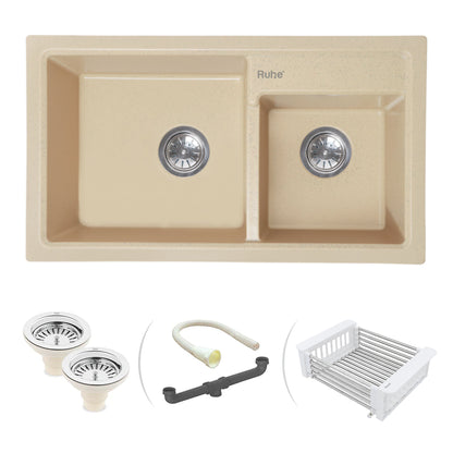 Quartz Double Bowl Kitchen Sink (31 x 18 x 9 Inches)