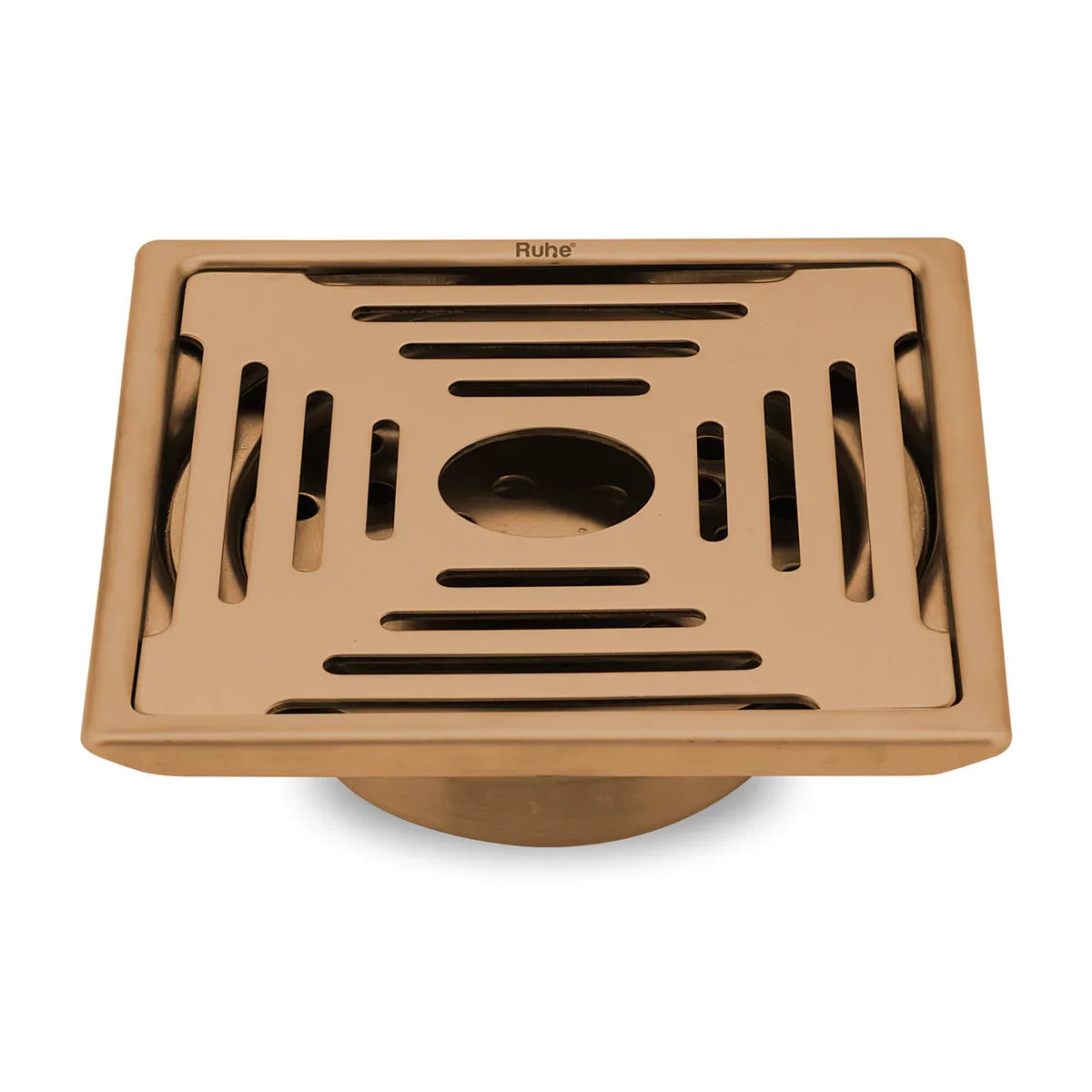 Opal Square Flat Cut Floor Drain in Antique Copper PVD Coating (6 x 6 Inches) with Hole - by Ruhe