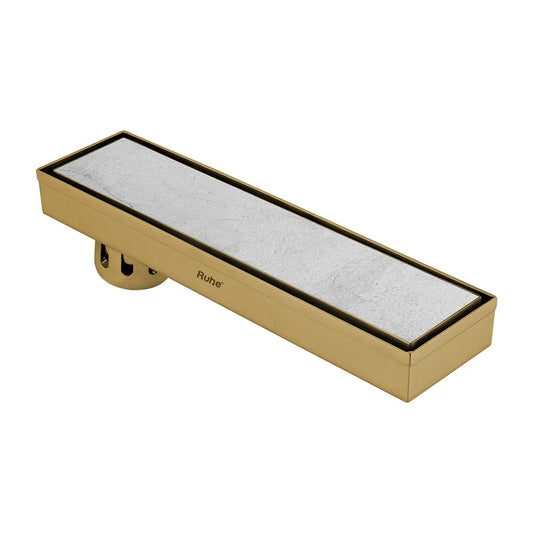 Marble-Insert Shower Drain Channel Yellow Gold (3 Inches)