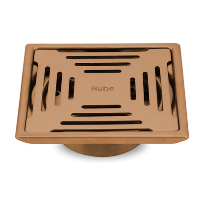 Opal Square Flat Cut Floor Drain in Antique Copper PVD Coating (6 x 6 Inches) - by Ruhe