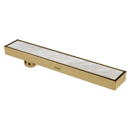 Marble-Insert Shower Drain Channel Yellow Gold (3 Inches)