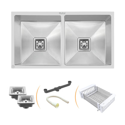 Handmade Double Bowl Kitchen Sink (32 x 18 x 10 Inches)