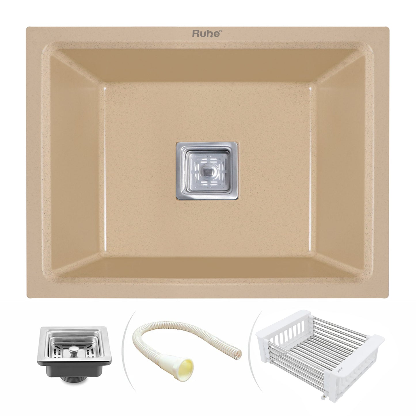 Quartz Single Bowl Kitchen Sink (21 x 18 x 9 Inches)
