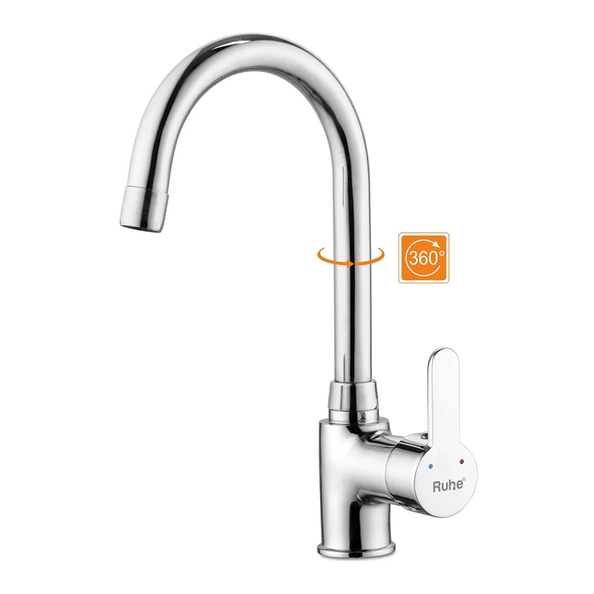Pavo Single Lever Table-Mount Sink Mixer with Medium (15 Inches) Round Swivel Spout Brass Faucet