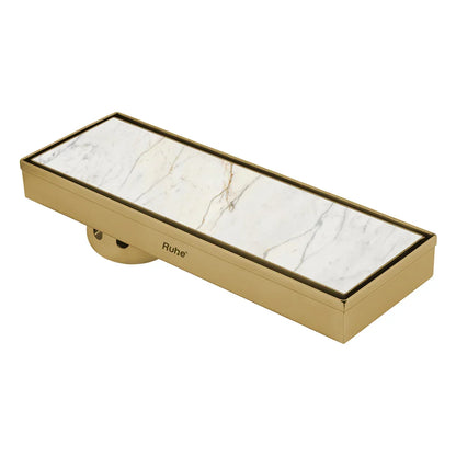 Marble-Insert Shower Drain Channel (4 Inches)