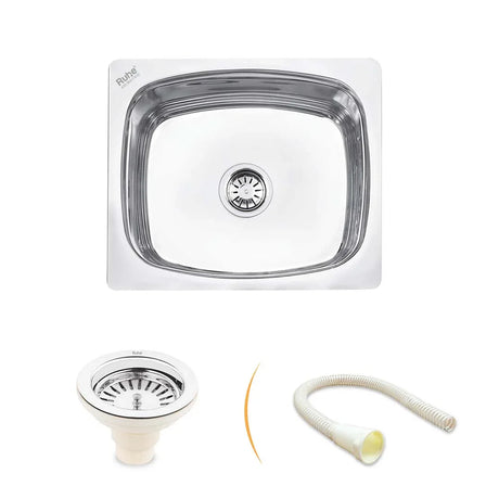 Oval Single Bowl Kitchen Sink (18 x 16 x 8 Inches)