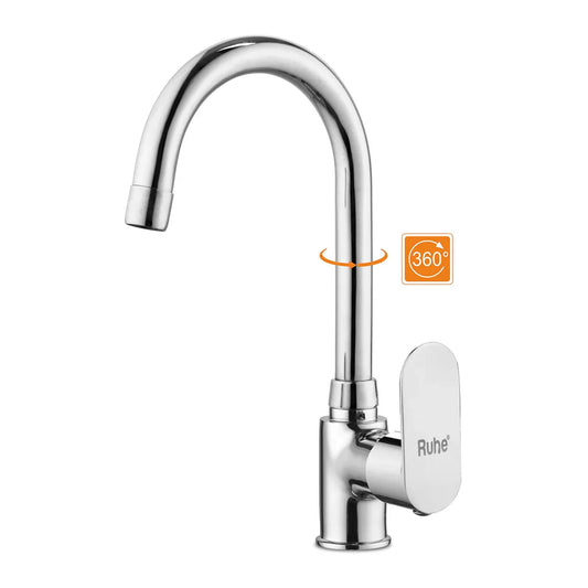 Demure Single Lever Table-Mount Sink Mixer Brass Faucet with Medium (15 Inches) Round Swivel Spout