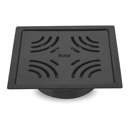 Emerald Square Flat Cut Floor Drain in Black PVD Coating (6 x 6 Inches) - by Ruhe