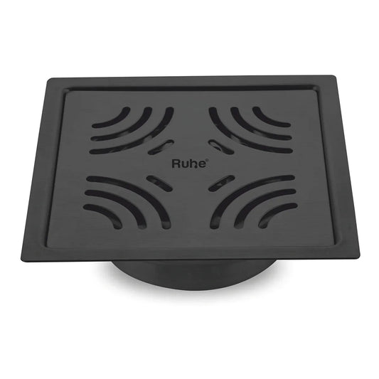 Emerald Square Flat Cut Floor Drain in Black PVD Coating (6 x 6 Inches) - by Ruhe