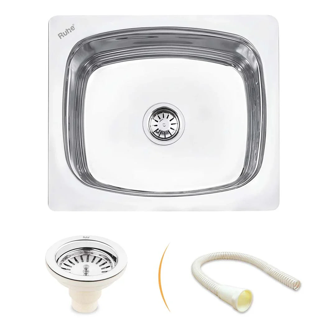 Oval Single Bowl Kitchen Sink (21 x 18 x 8 Inches)
