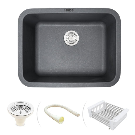 Quartz Single Bowl Round Kitchen Sink (24 x 18 x 9 Inches)