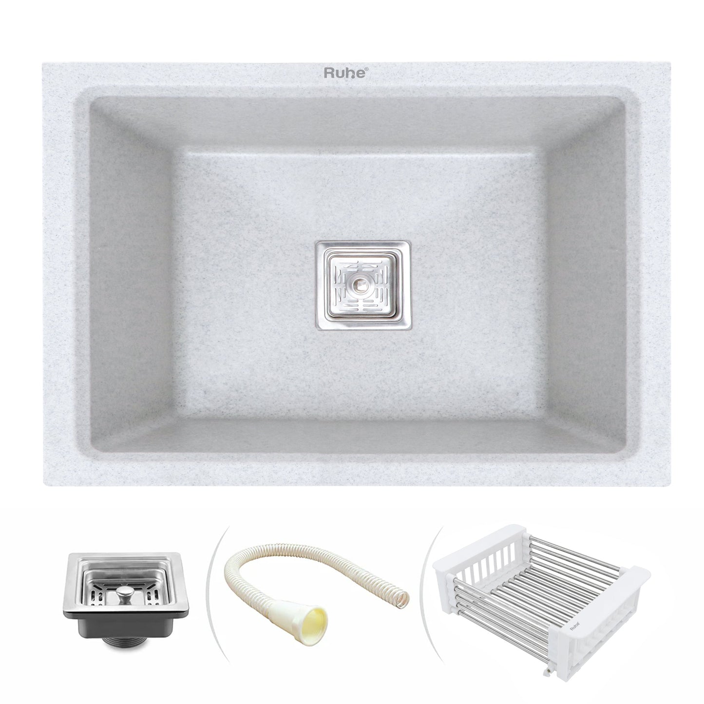 Sand Pluto Quartz Single Bowl Kitchen Sink (24 x 18 x 9 Inches)