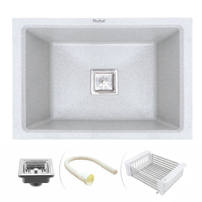 Sand Pluto Quartz Single Bowl Kitchen Sink (24 x 18 x 9 Inches)