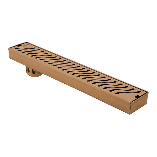 Wave Shower Drain Channel (32 x 3 Inches) Antique Copper PVD Coated - by Ruhe