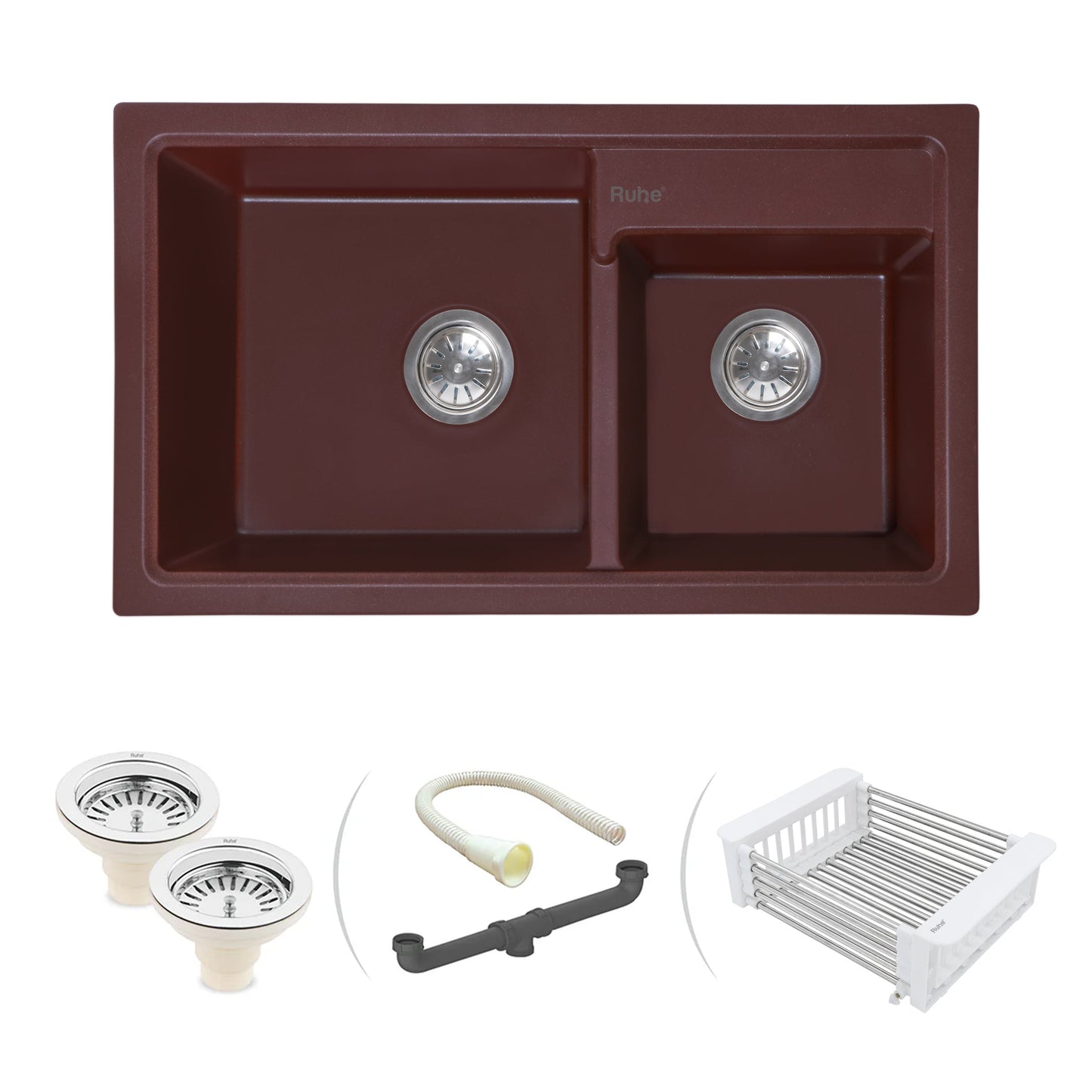 Quartz Double Bowl Kitchen Sink (31 x 18 x 9 Inches)