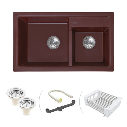 Quartz Double Bowl Kitchen Sink (31 x 18 x 9 Inches)