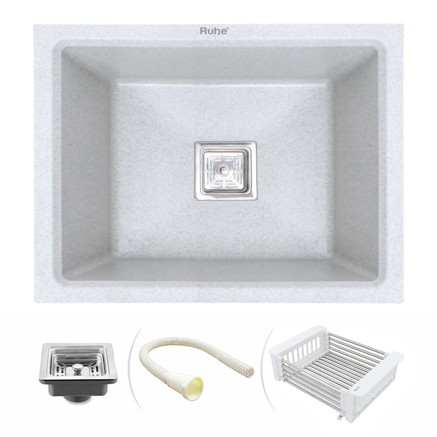 Quartz Single Bowl Kitchen Sink (21 x 18 x 9 Inches)