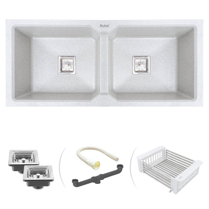Quartz Double Bowl Kitchen Sink (45 x 20 x 9 inches)