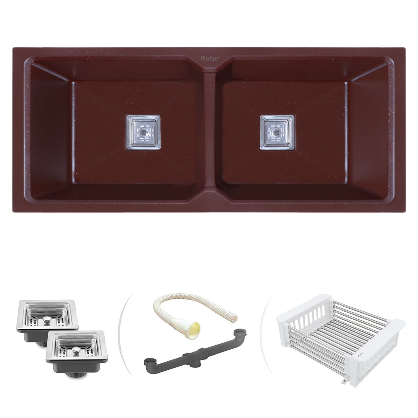 Quartz Double Bowl Kitchen Sink (45 x 20 x 9 inches)